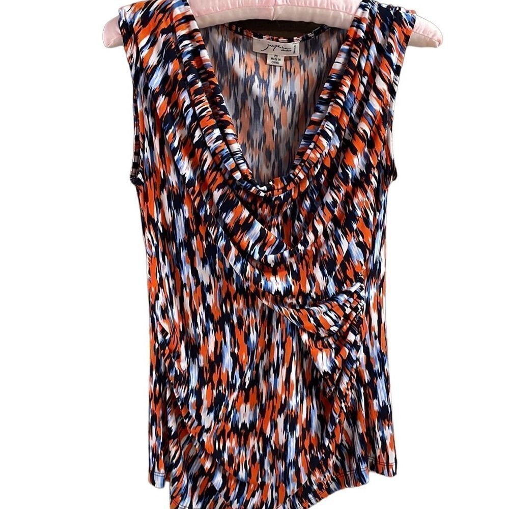 Josephine Studio Ruched Ladies Blouse Top, Size Petite Small, Multicolor
